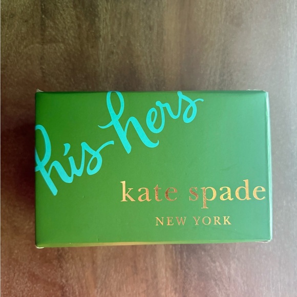 his & hers Kate Spade Lennox Glasses Tumbler Whiskey Cocktail Calligraphy w/ Box - Picture 2 of 8